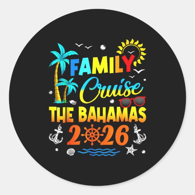 Sticker Rond Family Cruise The Bahamas 2026 Summer Matching Vac (Devant)