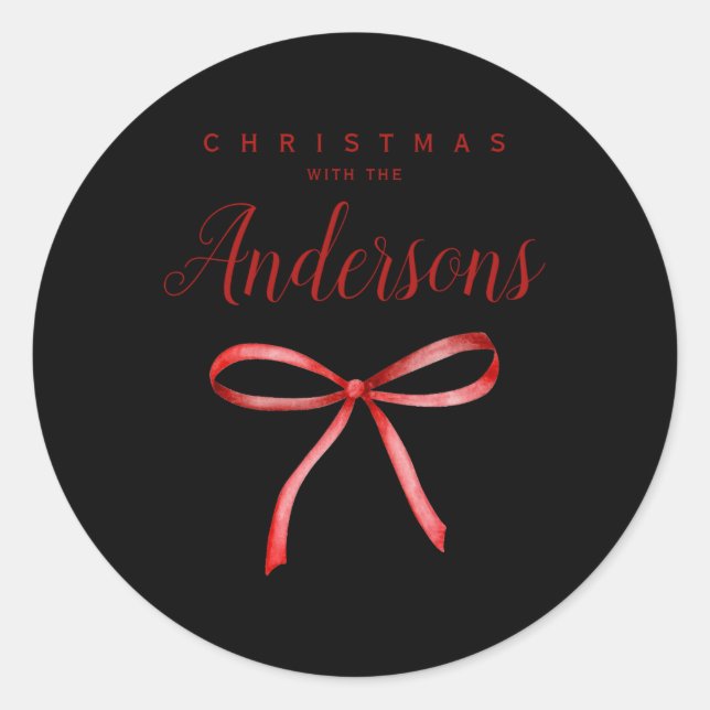 Sticker Rond Family Matching Christmas Red Ribbon Baby T Shirt  (Devant)