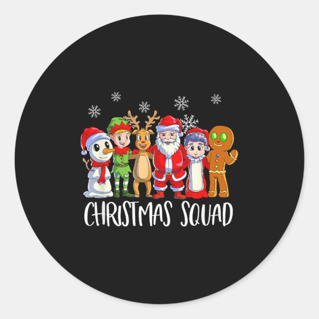 Sticker Rond Family Matching Christmas Squad Santa Reindeer Elf (Devant)