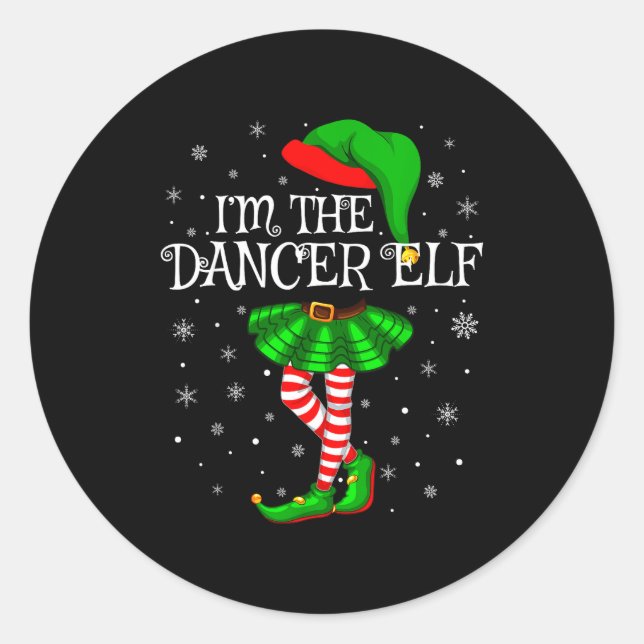 Sticker Rond Family Matching Women Girls I'm The Dancer Elf Chr (Devant)