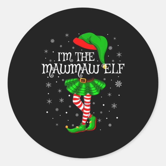 Sticker Rond Family Matching Women Girls I'm The Mawmaw Elf Chr (Devant)