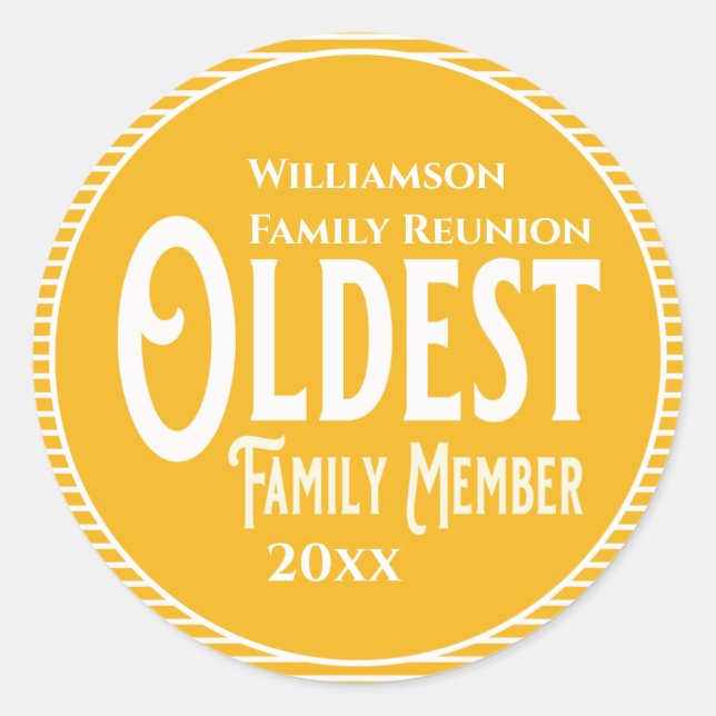 Sticker Rond Family Reunion Award Membre aîné de la famille (Devant)