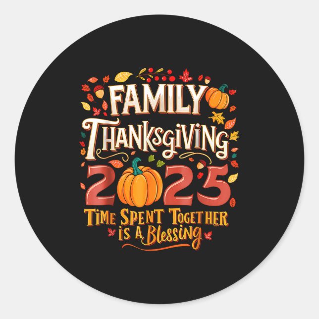 Sticker Rond Family Thanksgiving 2025 Thanksgiving Crew Matchin (Devant)