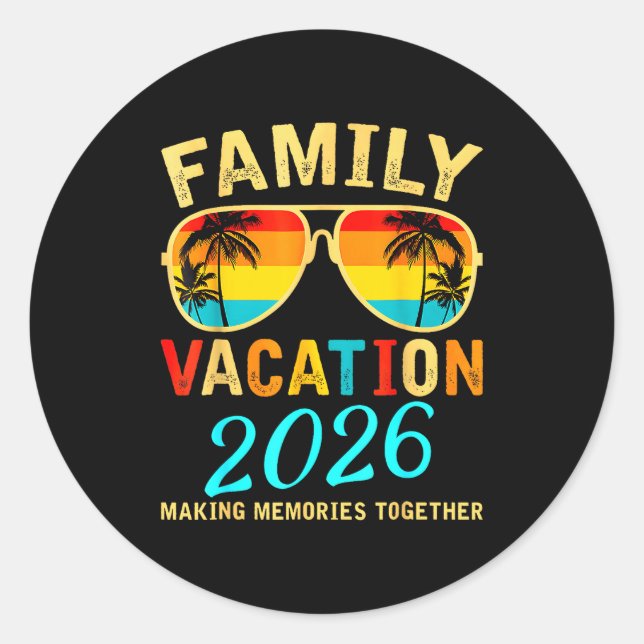 Sticker Rond Family Vacation 2026 Beach Matching Summer Vacatio (Devant)