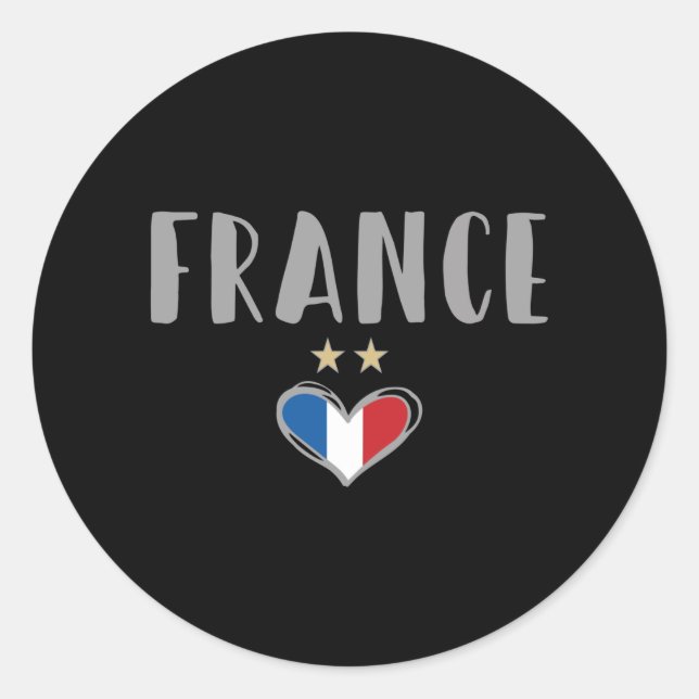 Sticker Rond Fan de football France Chemise avec coeur (Devant)