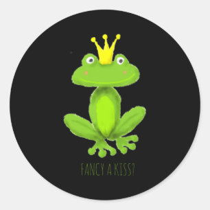 Sticker Rond Fancy A Kiss Prince Grenouille Dessin Animé Saint 