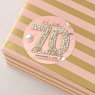 Sticker Rond Fancy Blush Pink Gold Pearl Mosaic 70e anniversair