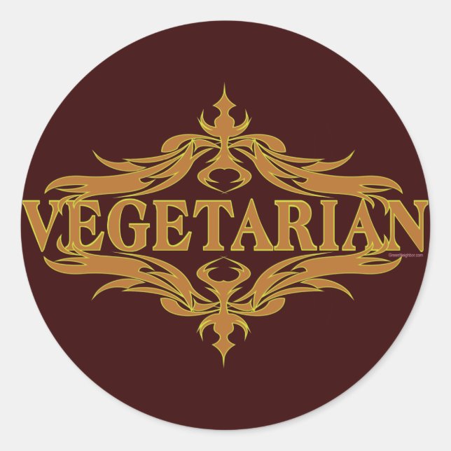 Sticker Rond Fancy in Brown - Végétarien (Devant)
