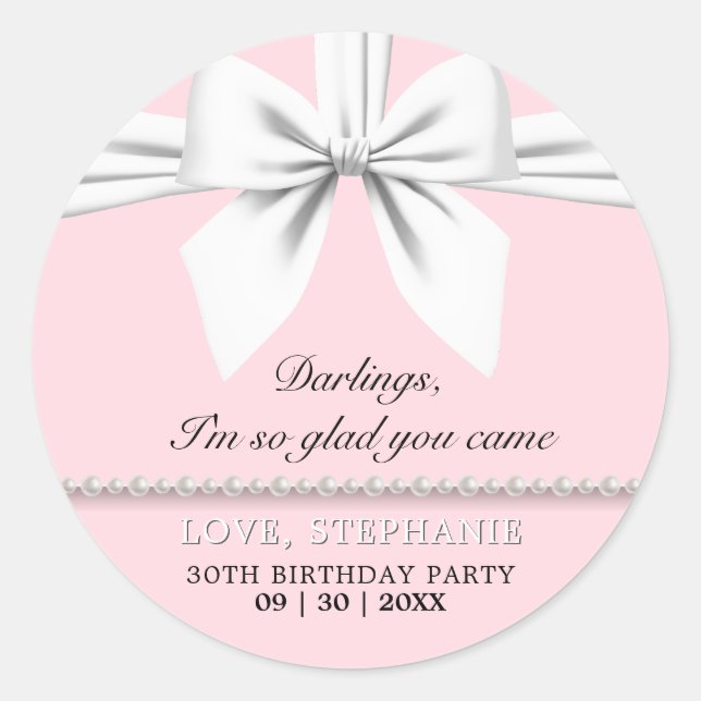 Sticker Rond Fancy rose Elegant Tiffany Anniversaire Merci (Devant)