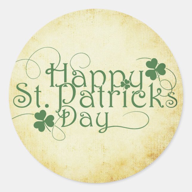 Sticker Rond Fancy Typographie Joyeux Saint Patrick's Day (Devant)