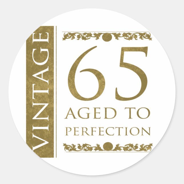Sticker Rond Fancy Vintage 65e anniversaire (Devant)