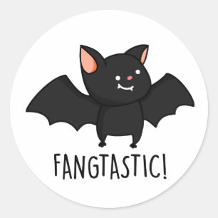 Sticker Rond Fangtastic Funny Halloween Pun
