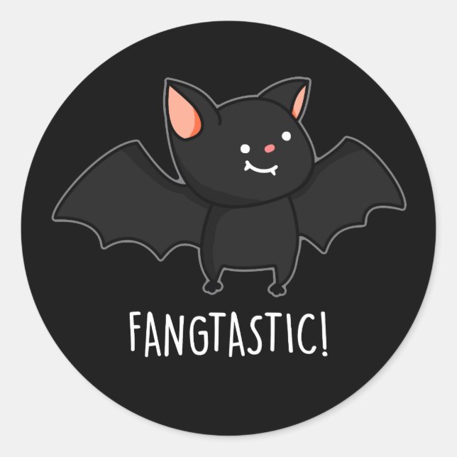 Sticker Rond Fangtastic Funny Halloween Pun Dark BG (Devant)