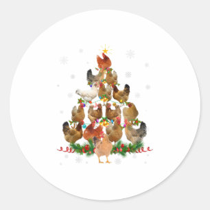 Sticker Rond Fantaisie de Noël Poulet Chicke