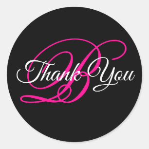 Sticker Rond Fantastique calligraphie rose chaud Merci