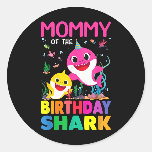 Sticker Rond Fantastique Momie De L'Anniversaire Famille Requin (Devant)