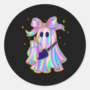 Sticker Rond Fantôme branché Coffee Coffee Tumbler Pastel Hallo