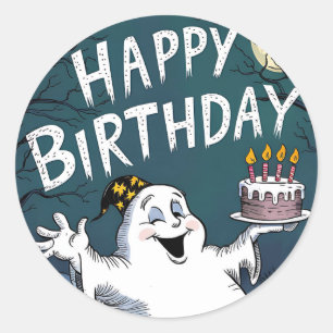 Sticker Rond Fantôme d'anniversaire