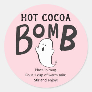 Sticker Rond Fantôme de Baby shower rose de la bombe de Coco ch