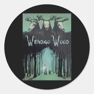 Sticker Rond Fantôme De La Forêt Cryptid Wendigo Bois