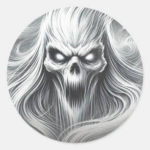 Sticker Rond Fantôme de poltergeist hurlant effrayant fête d'Ha
