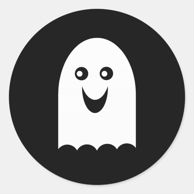 Sticker Rond Fantôme d'Halloween blanc (Devant)