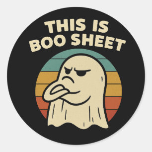 Sticker Rond Fantôme drôle "This Is Boo Sheet" Halloween rétro