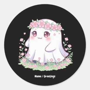 Sticker Rond Fantôme floral Costume d'Halloween pour filles fem