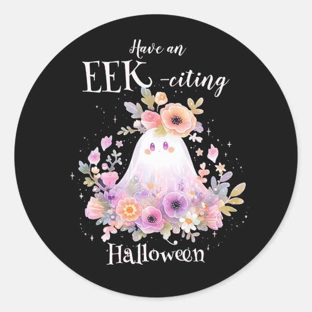 Sticker Rond Fantôme floral d'Halloween (Devant)