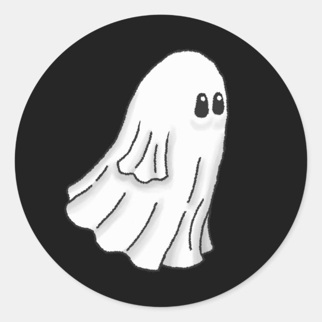 Sticker Rond Fantôme Halloween éffrayant et mignon (Devant)