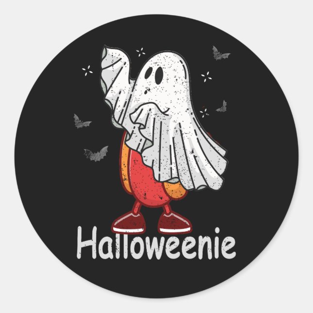 Sticker Rond Fantôme Hot Dog Halloweenie Costume de nourriture  (Devant)