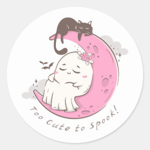 Sticker Rond Fantôme mignon