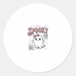 Sticker Rond Fantôme Mignon Effrayant Design de Chemise Hallowe