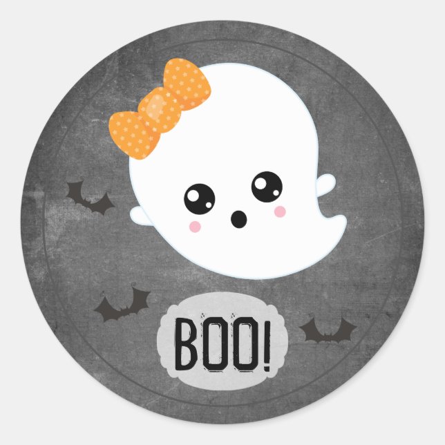 Sticker Rond Fantôme Mignon Halloween (Devant)