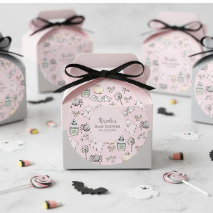 Sticker Rond Fantôme rose, chauve-souris, Baby shower d'Hallowe