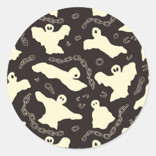 Sticker Rond Fantômes crémeux - motif d'Halloween.
