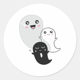 Sticker Rond fantômes mignons halloween kawaii