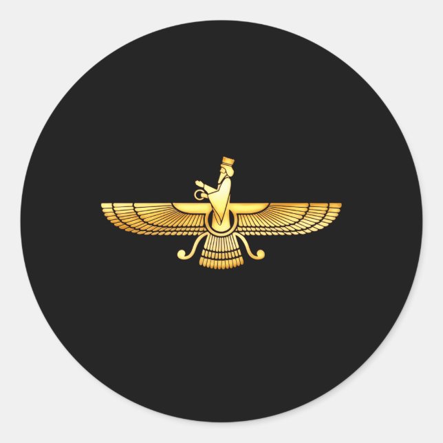 Sticker Rond Faravahar Zarathustra Zoroastrian Farohar Farvahar (Devant)