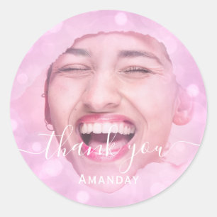 Sticker Rond Fard à joues rose pour fête d'anniversaire rose Ph
