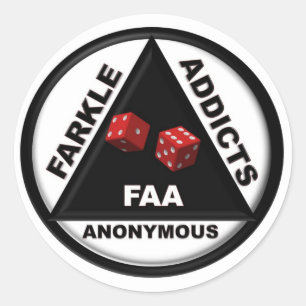 Sticker Rond Farkle Addicts Anonymous (Version 2010)