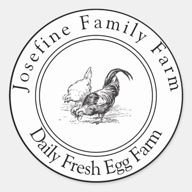 Sticker Rond Farm Fresh Eggs Chicken Coop Rustic Country Farm (Devant)