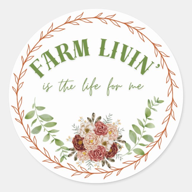 Sticker Rond Farm Livin' (Devant)