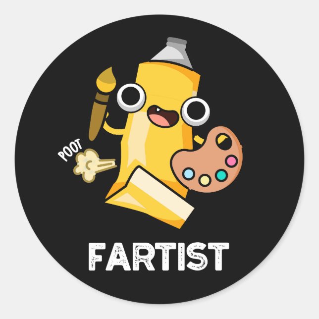 Sticker Rond Fartist Funny Artist Pun Dark BG (Devant)