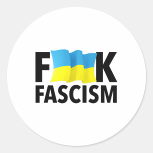 Sticker Rond Fascisme - Censuré avec le drapeau ukrainien 