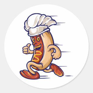 Sticker Rond fast food run hot dog