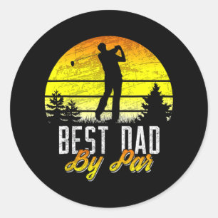 Sticker Rond Fathers Day Best Dad By Par Funny Golf Pun Golfer