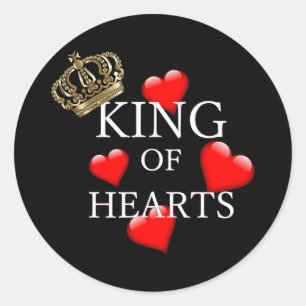 Sticker Rond Fathers or Valentines Day King of Hearts with a