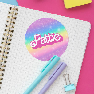 Sticker Rond Fattie Plus Size Rainbow Retro 90's Nostalgie rose