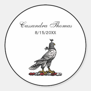 Sticker Rond Faucon de chasse héraldique portant le casque C