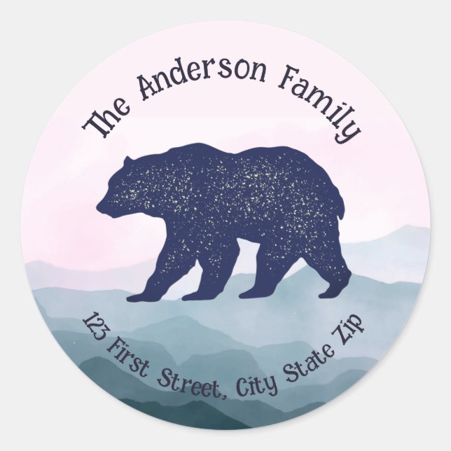 Sticker Rond Faune Animal Grizzly Ours Nature Art (Devant)